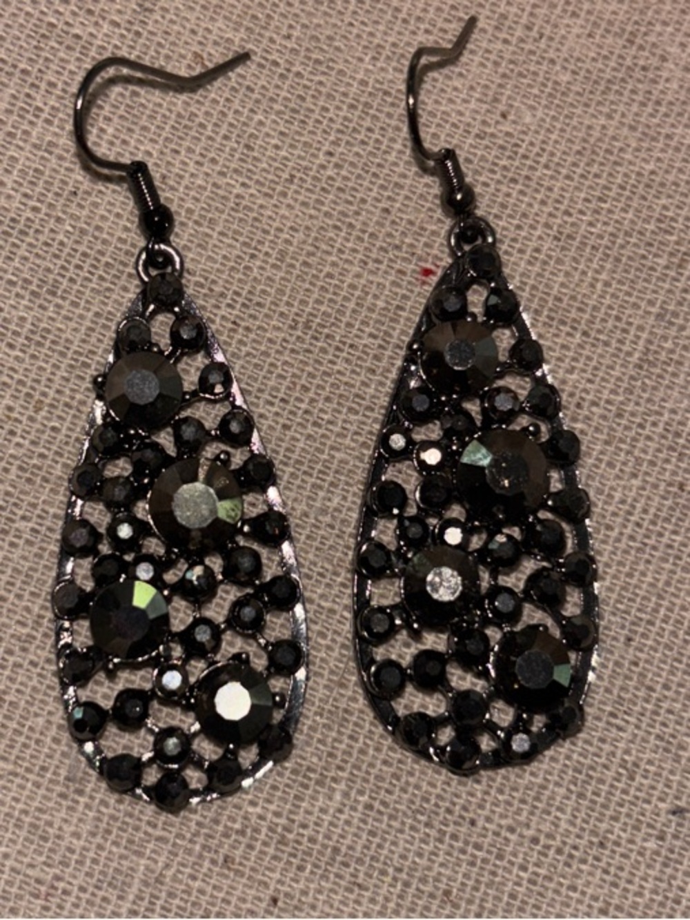 Park Lane Black Crystal Teardrop Dangle Earrings - Women Jewelry